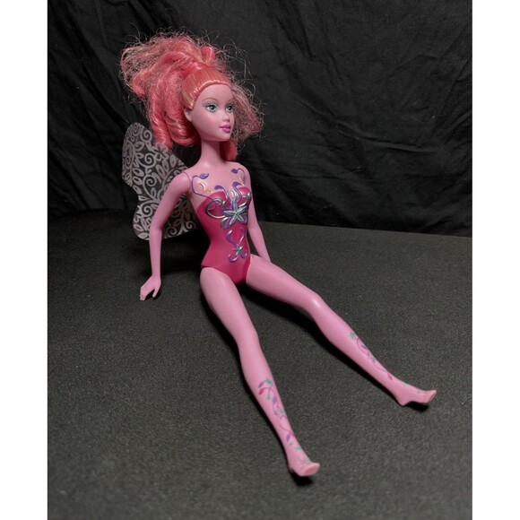 Barbie Fairytopia 2 Deco Pac Fairy Pink Hair Skin Glittery Lips Eyeshadow Doll - Picture 7 of 7